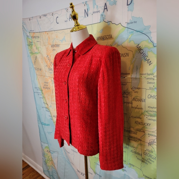 Vintage 1980s Carlisle Red Jacket Size 4. Coat - Picture 2 of 15